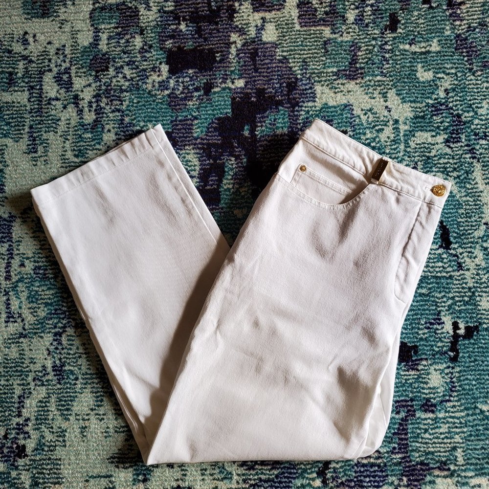 St. John Sport Cropped White Pants Size 14 EUC - Picture 1 of 14